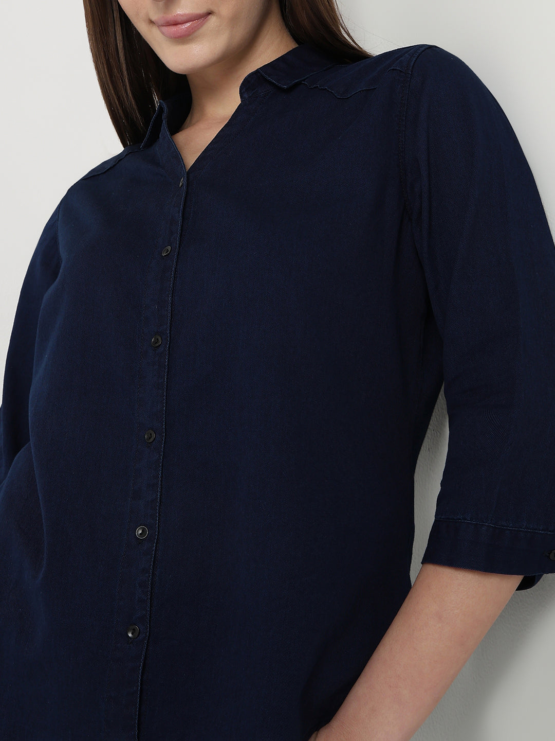 Women Ink Blue Slim Fit Shirt