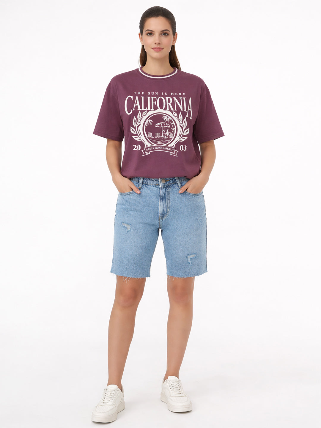 Women Mauve Oversized T-Shirt