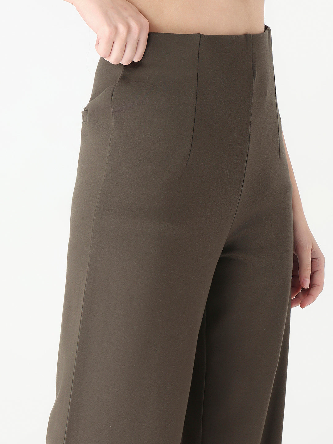 Women Olive High-Rise Treggings