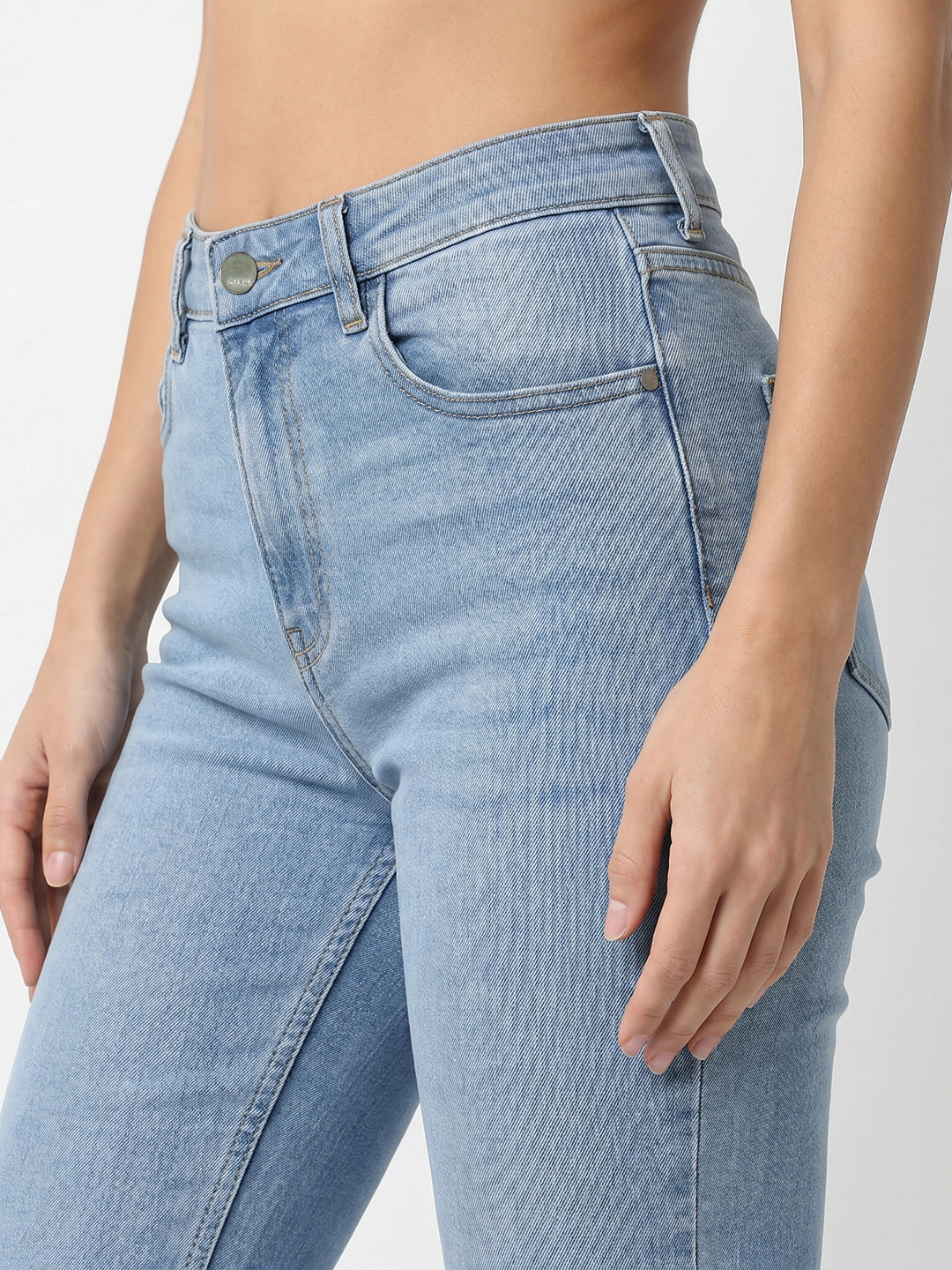 Women Light Blue High-Rise Wide Leg Jeans