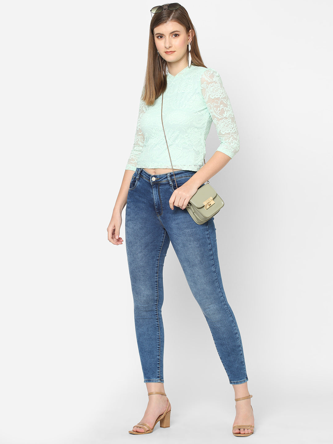 Women Mint Green Crop Top