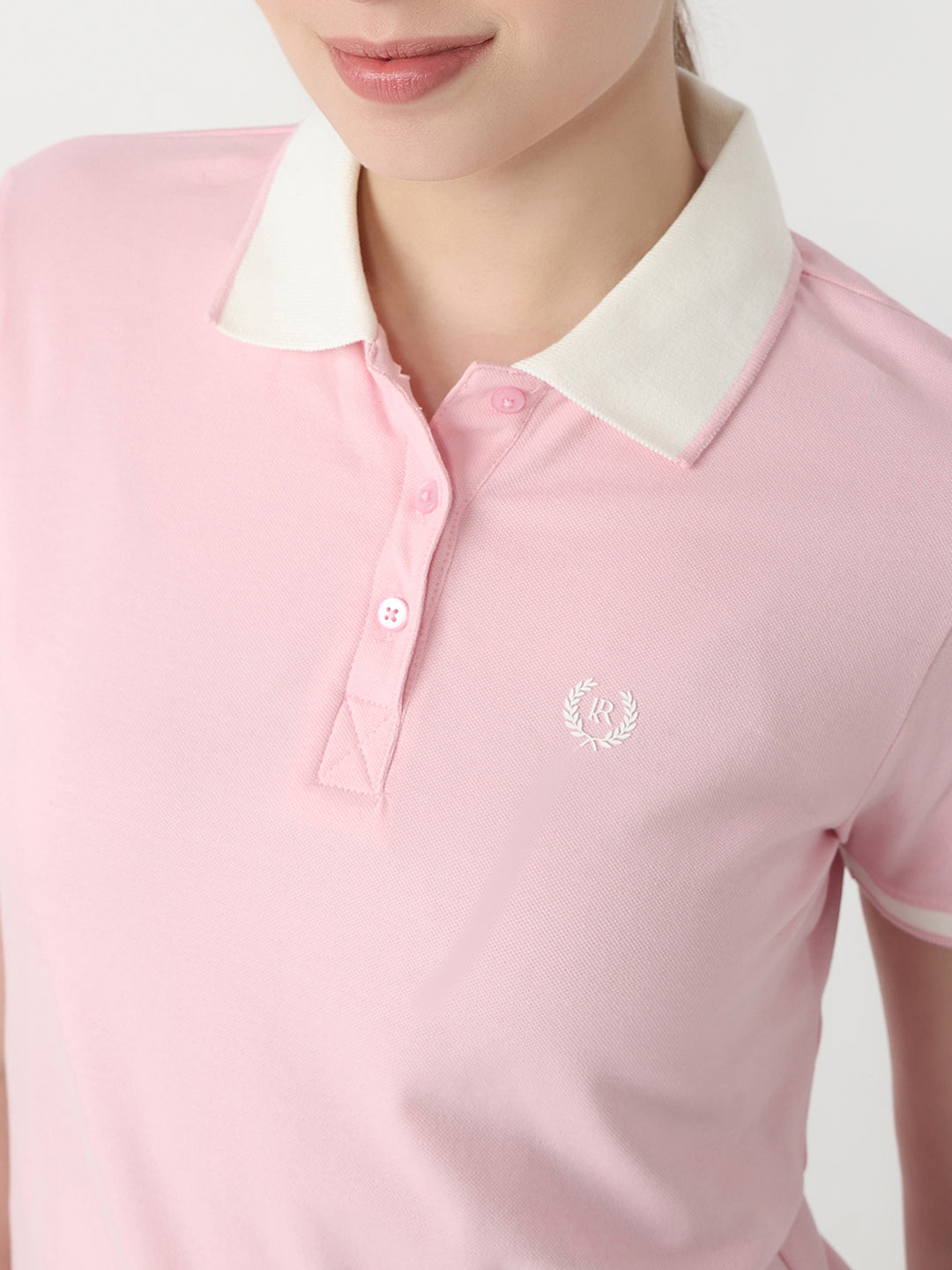 Women Pink Slim Fit Polo T-Shirt
