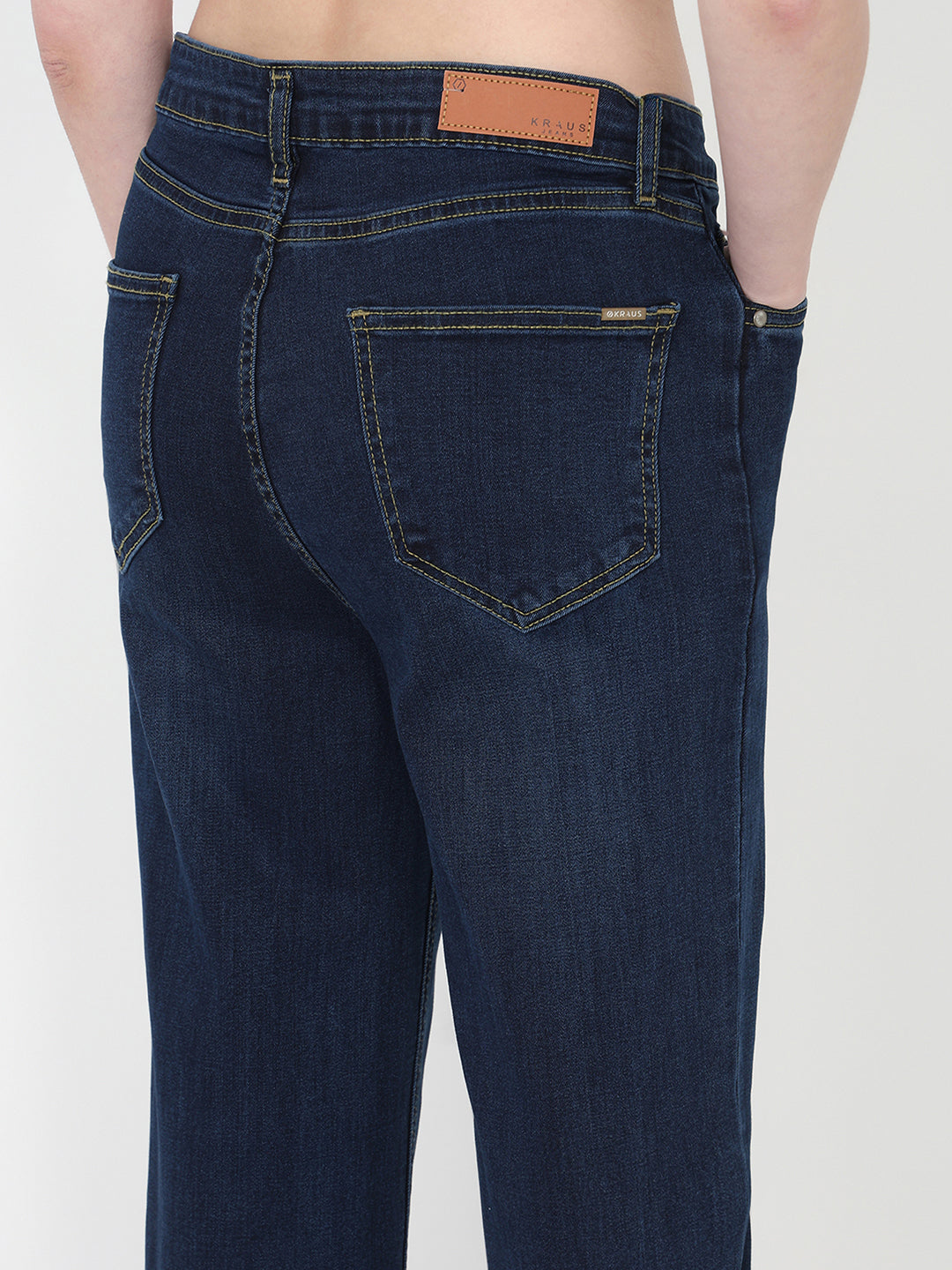 Women Dark Blue High-Rise Straight Fit Jeans