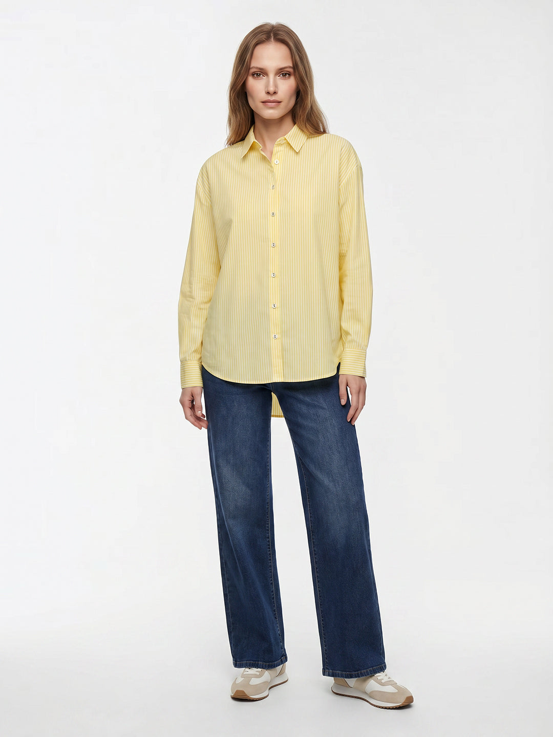 Women Yellow/White Oversize Shirt