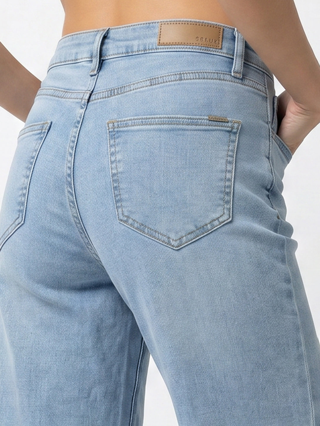 Women Light Blue High-Rise Wide Leg Jeans