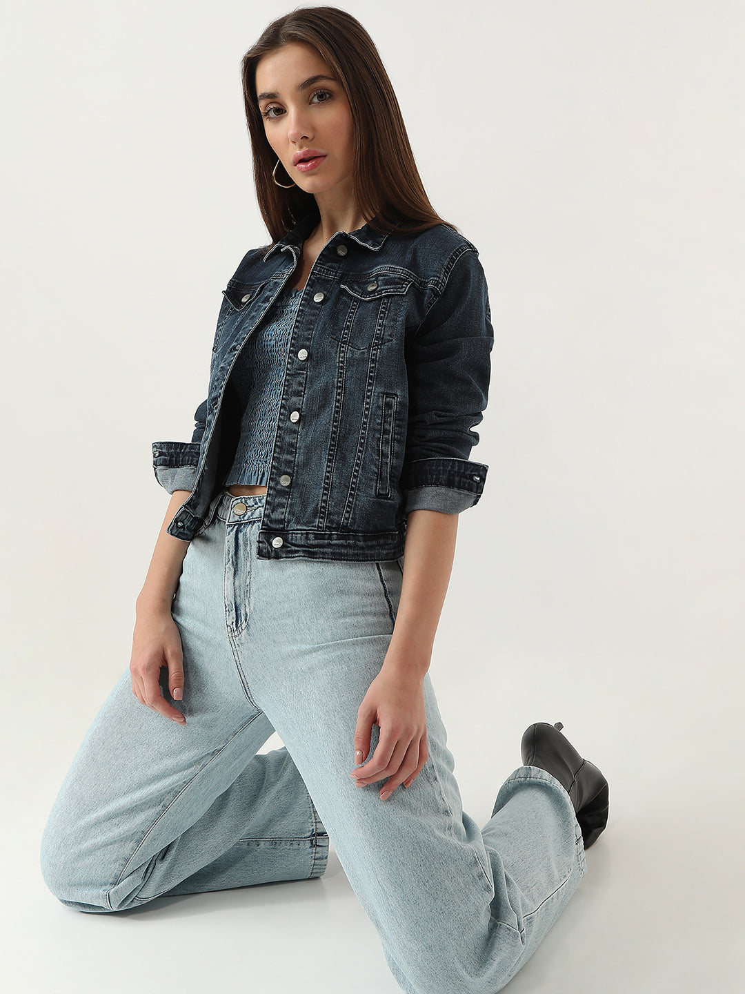 Women Carbon Blue Denim Jacket