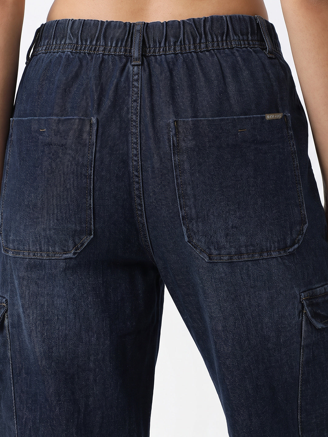 Women Blue Mid-Rise Cargo