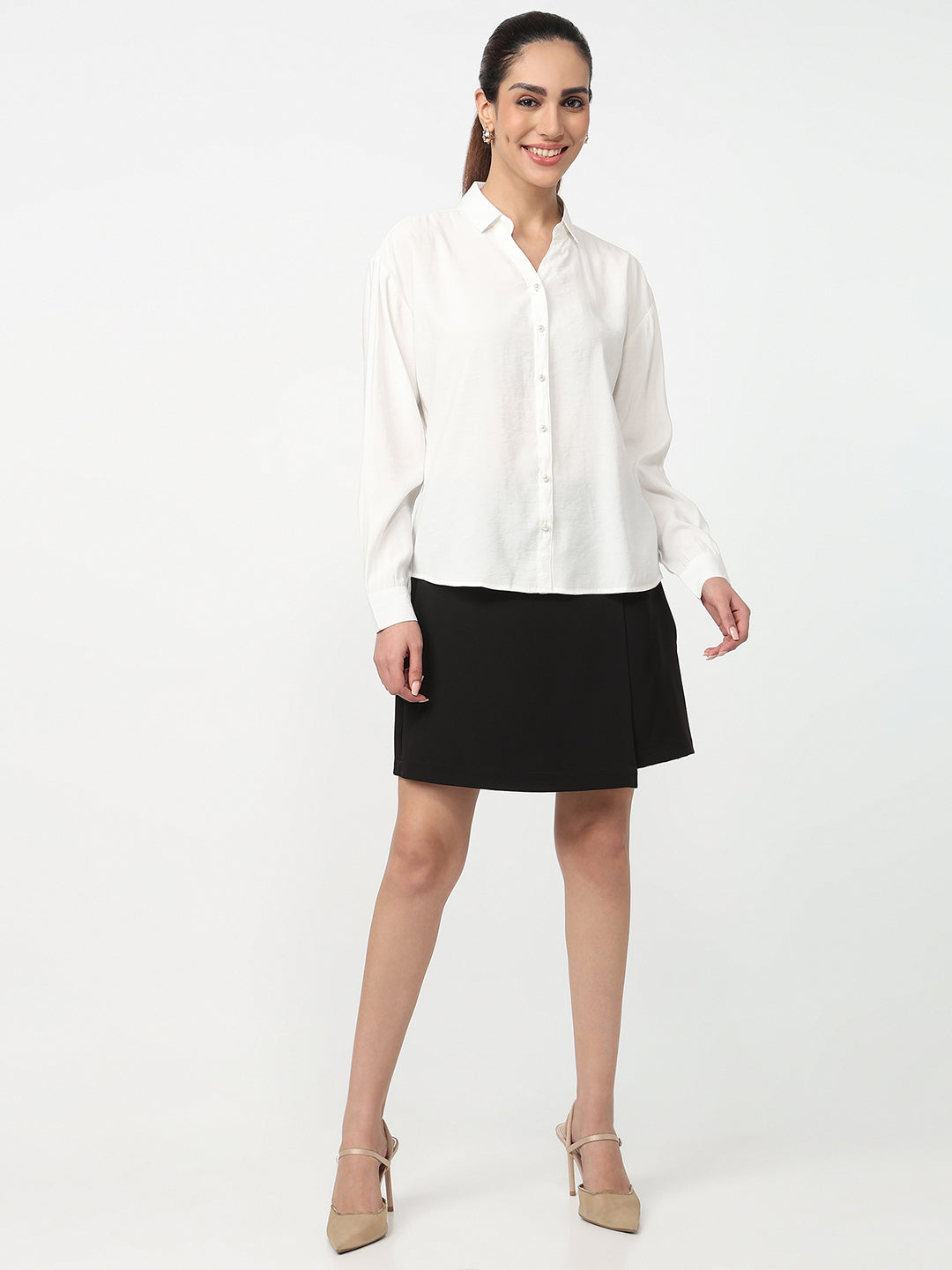 Women White Slim Shirt