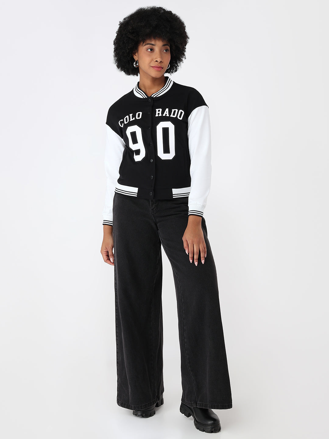 Women Black/White Varsity Jacket