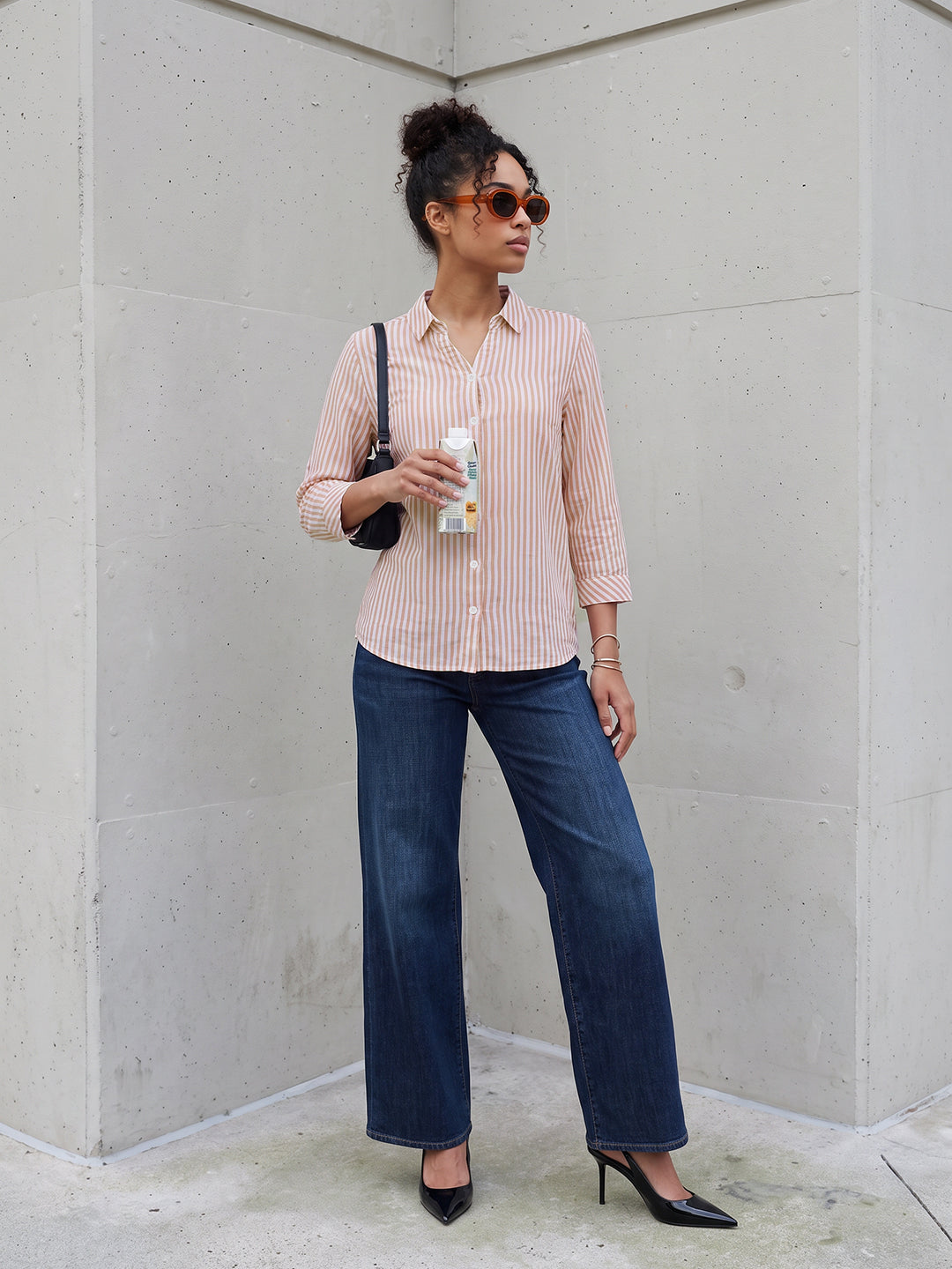Beige/White Stripe Shirt