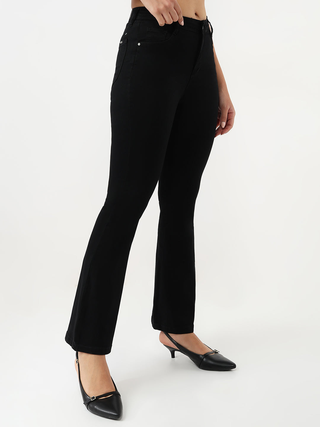 Women Black High-Rise Flare Jeans