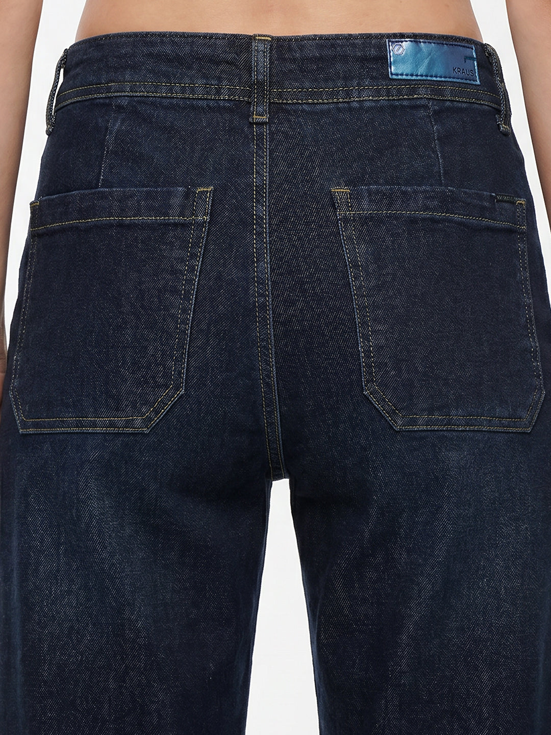 Women Dark Blue High-Rise Wide Leg Jeans