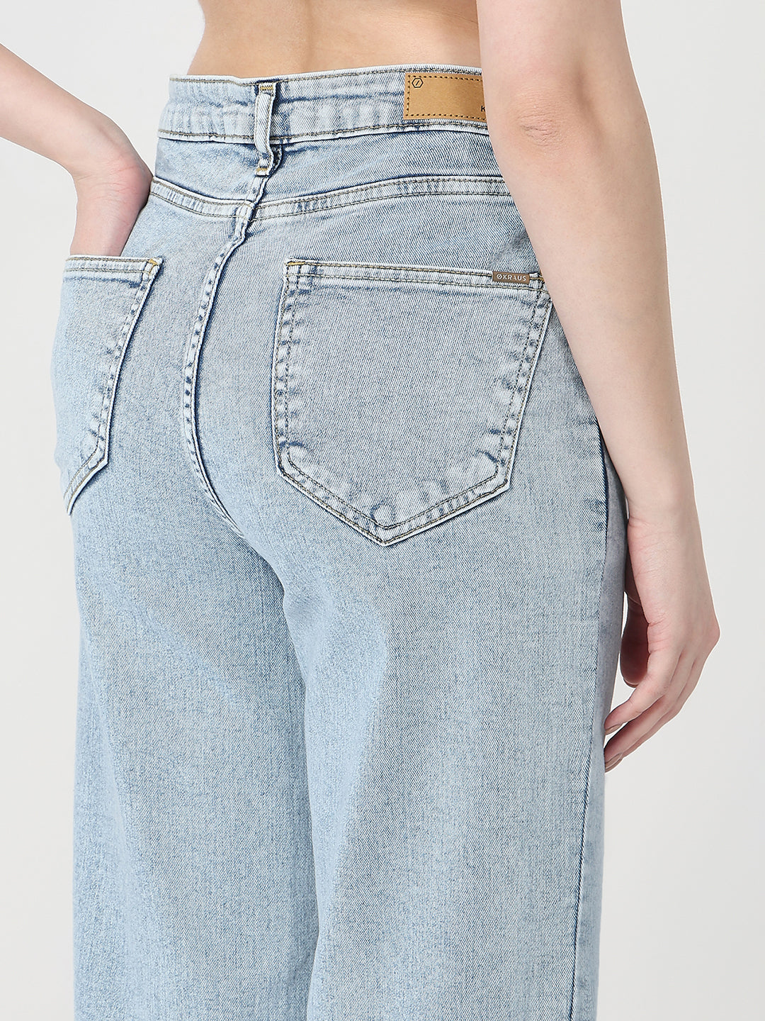 Women Light Blue High-Rise Wide Leg Jeans
