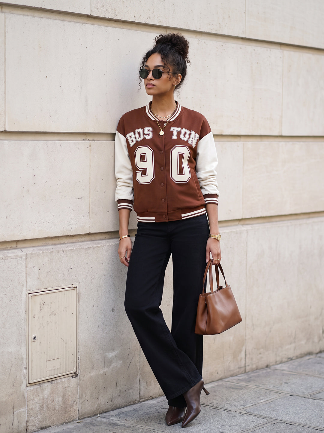 Sepia/Ivory Varsity Jacket