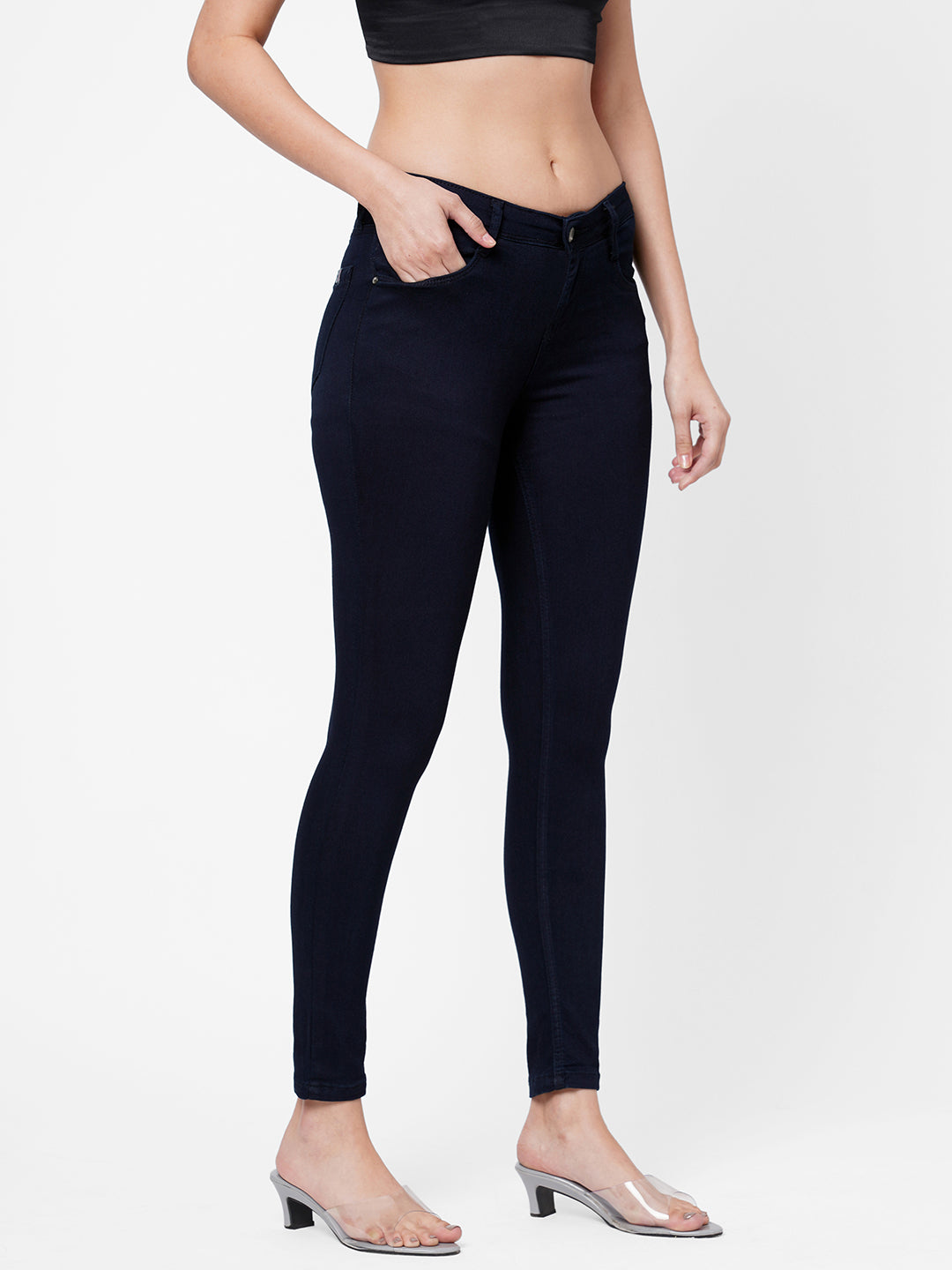 Women Ink Blue Mid-Rise Skinny Jeans