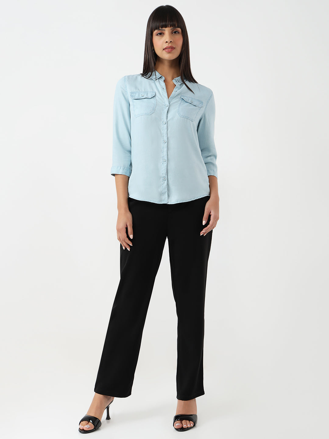 Women Women Light Blue Slim Denim Shirt