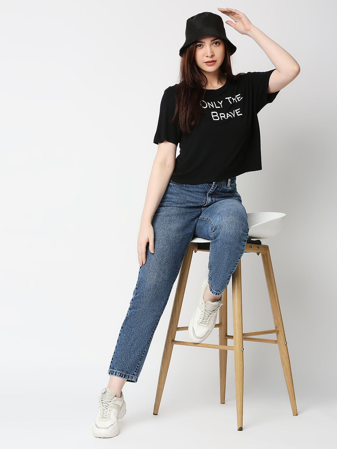 Women Dark Blue High-Rise Mom Fit Jeans
