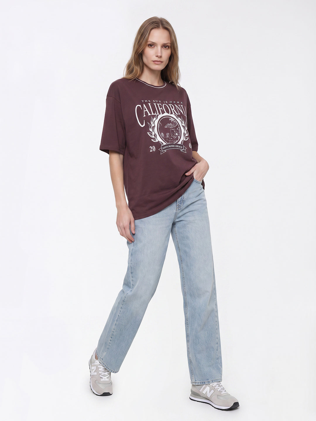 Women Mauve Oversized T-Shirt