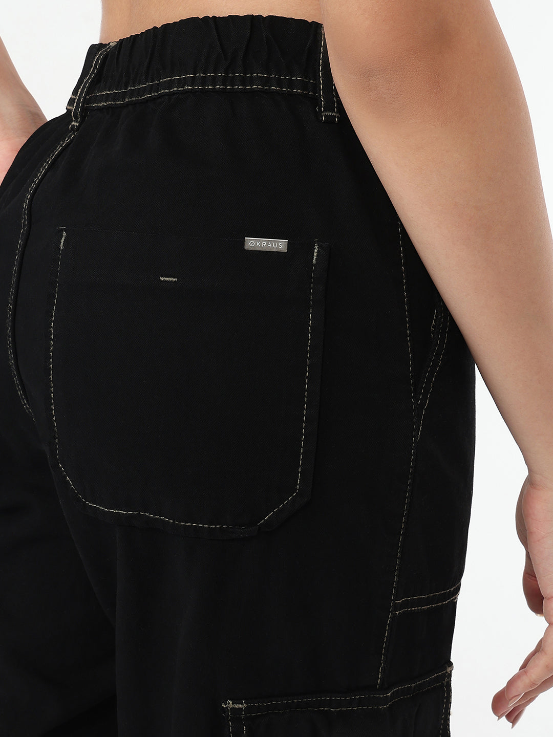 Women Black Mid-Rise Skinny Cargo