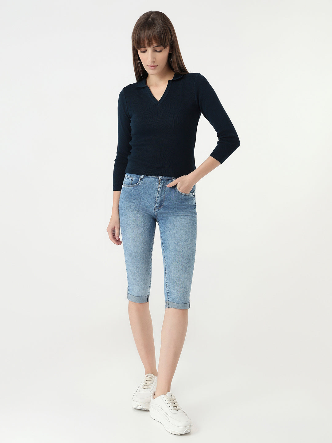 Women Airforce Slim Fit Flat Knit