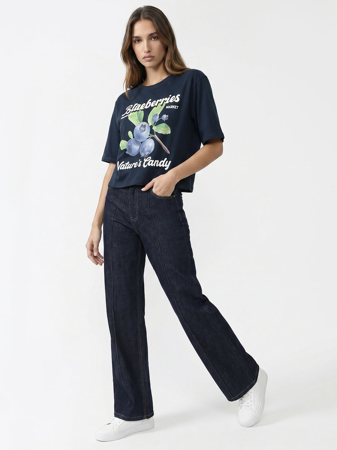 Women Airforce Graphic Print Crop Tees