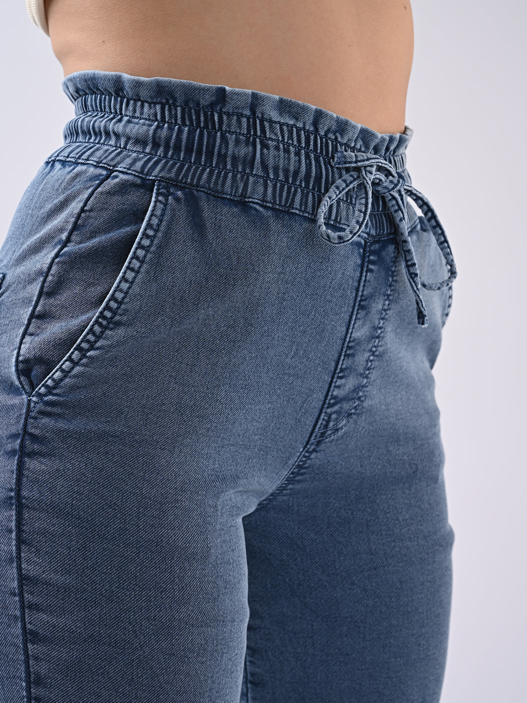 Women Blue Denim Joggers