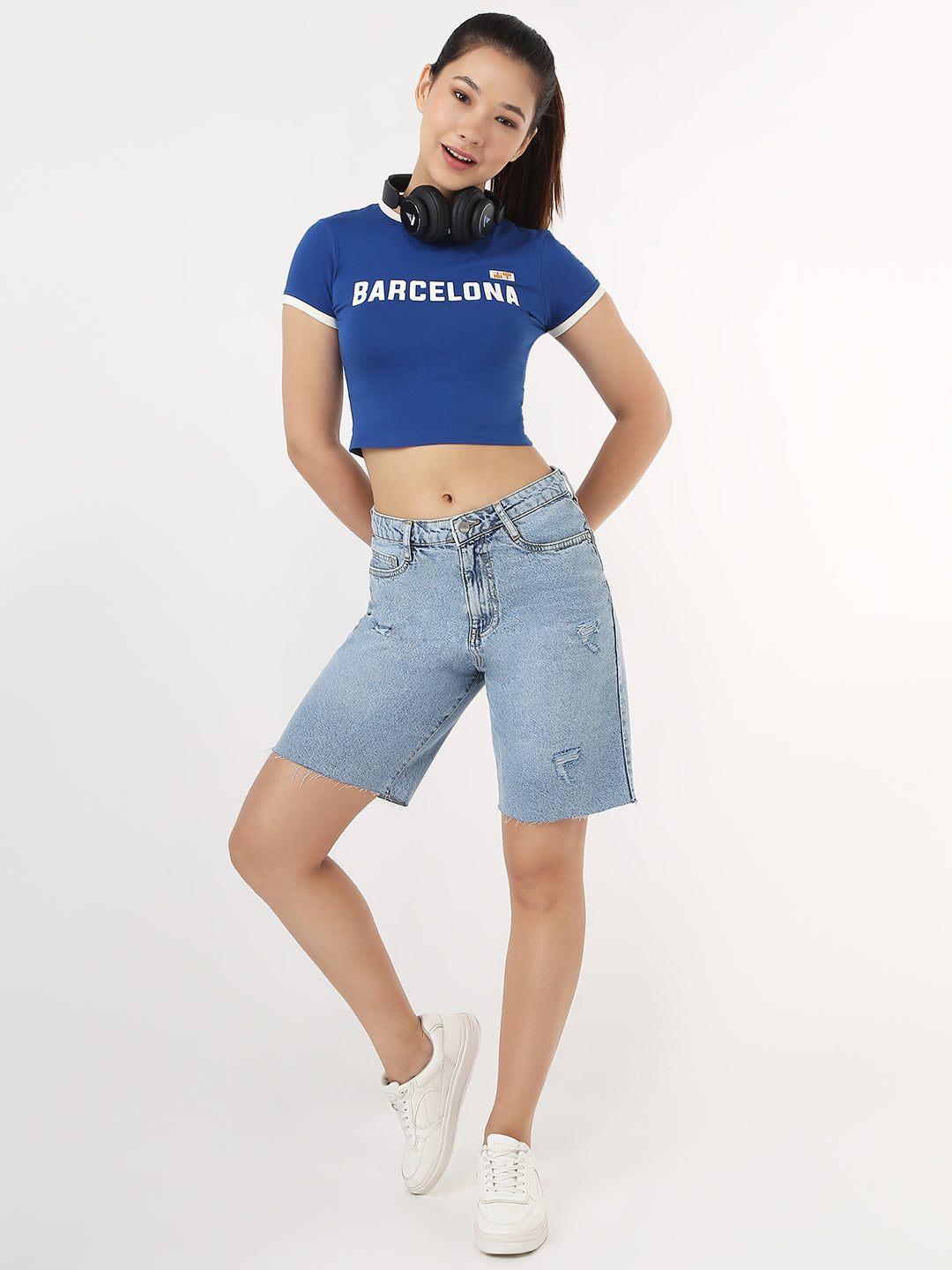 Women Royal Blue Slim Genz T-Shirt