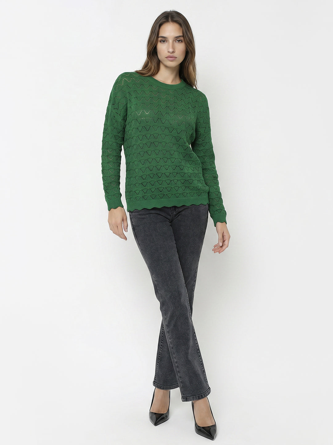 Women Matcha Green Ponitelle Top
