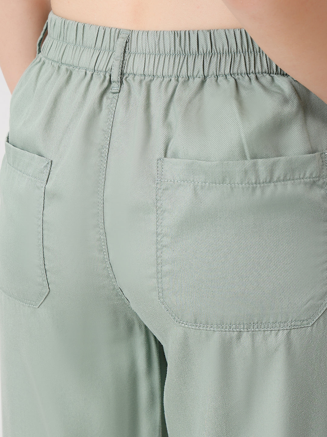 Women Mint Mid-Rise Loose Straight Fit Trouser