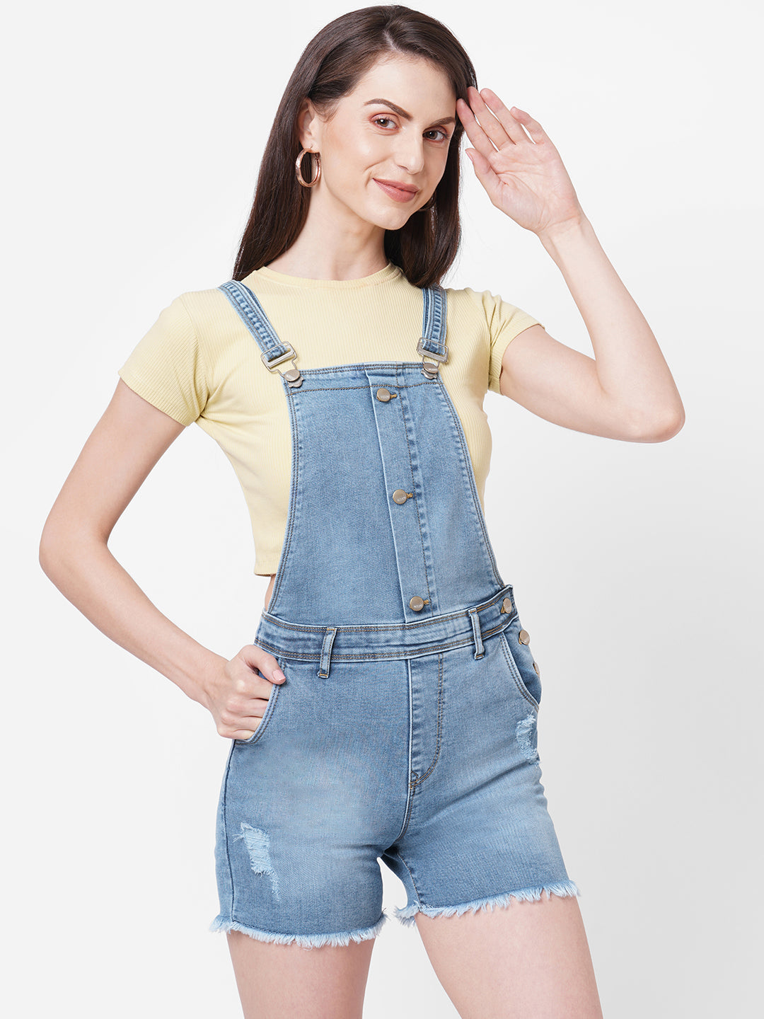 Women Medium Blue Solid Dungaree
