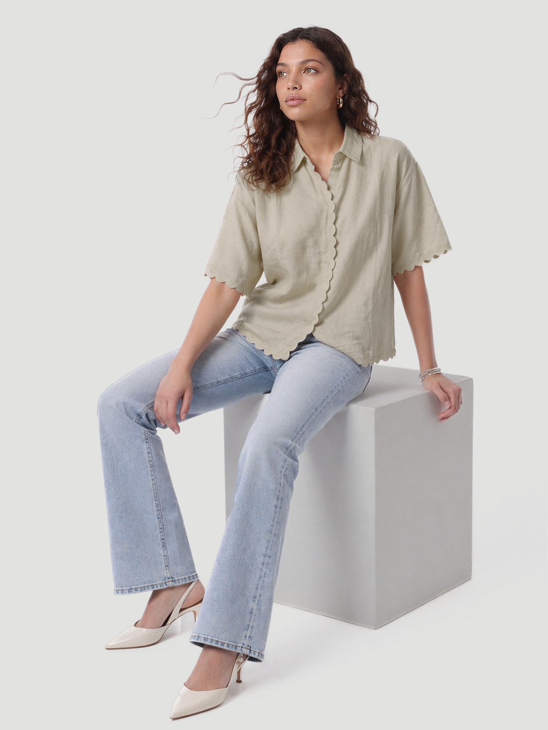 Women Natural Crop Shirt