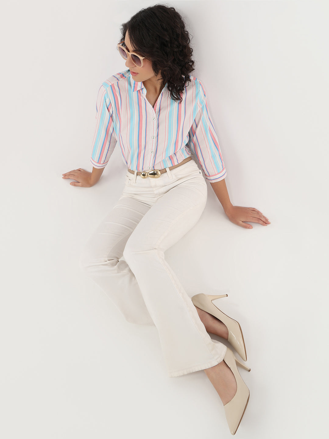 Women Multi Slim Stripe Shirt