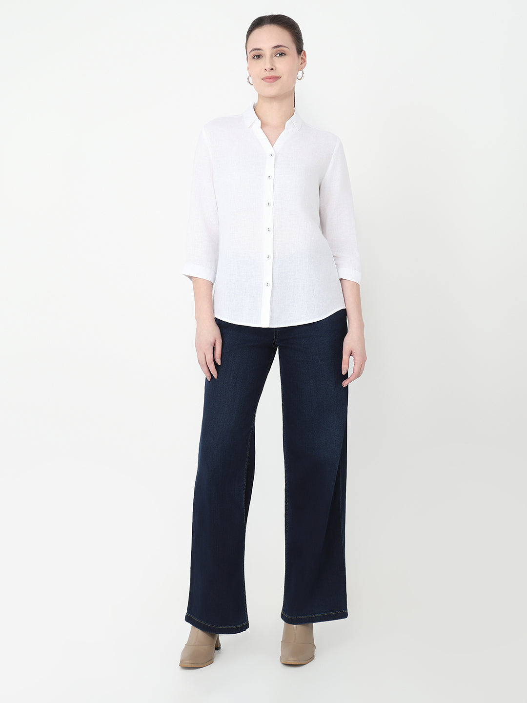 Women White Slim Fit Shirt
