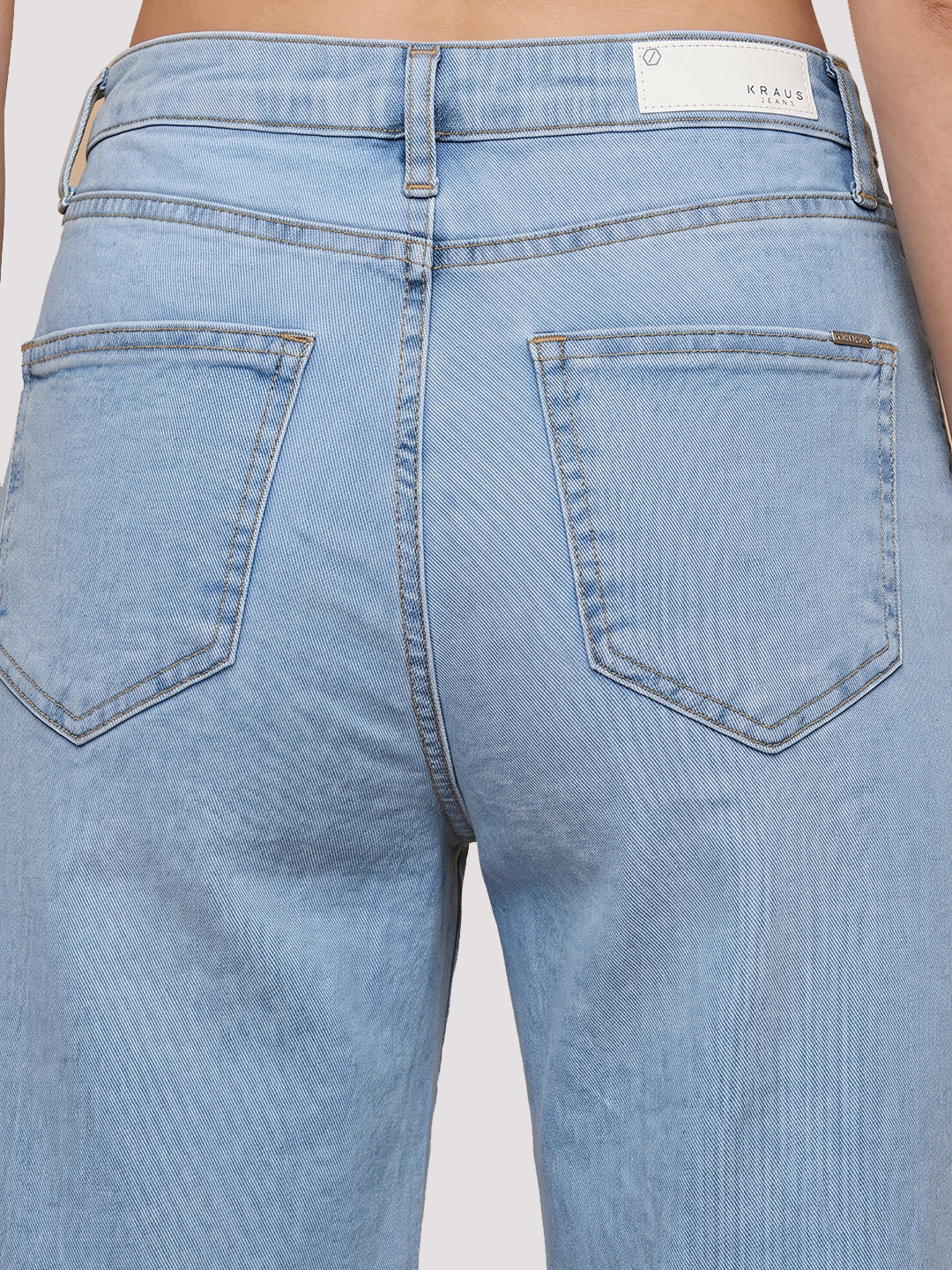 Women Light Blue High-Rise Straight Fit Jeans