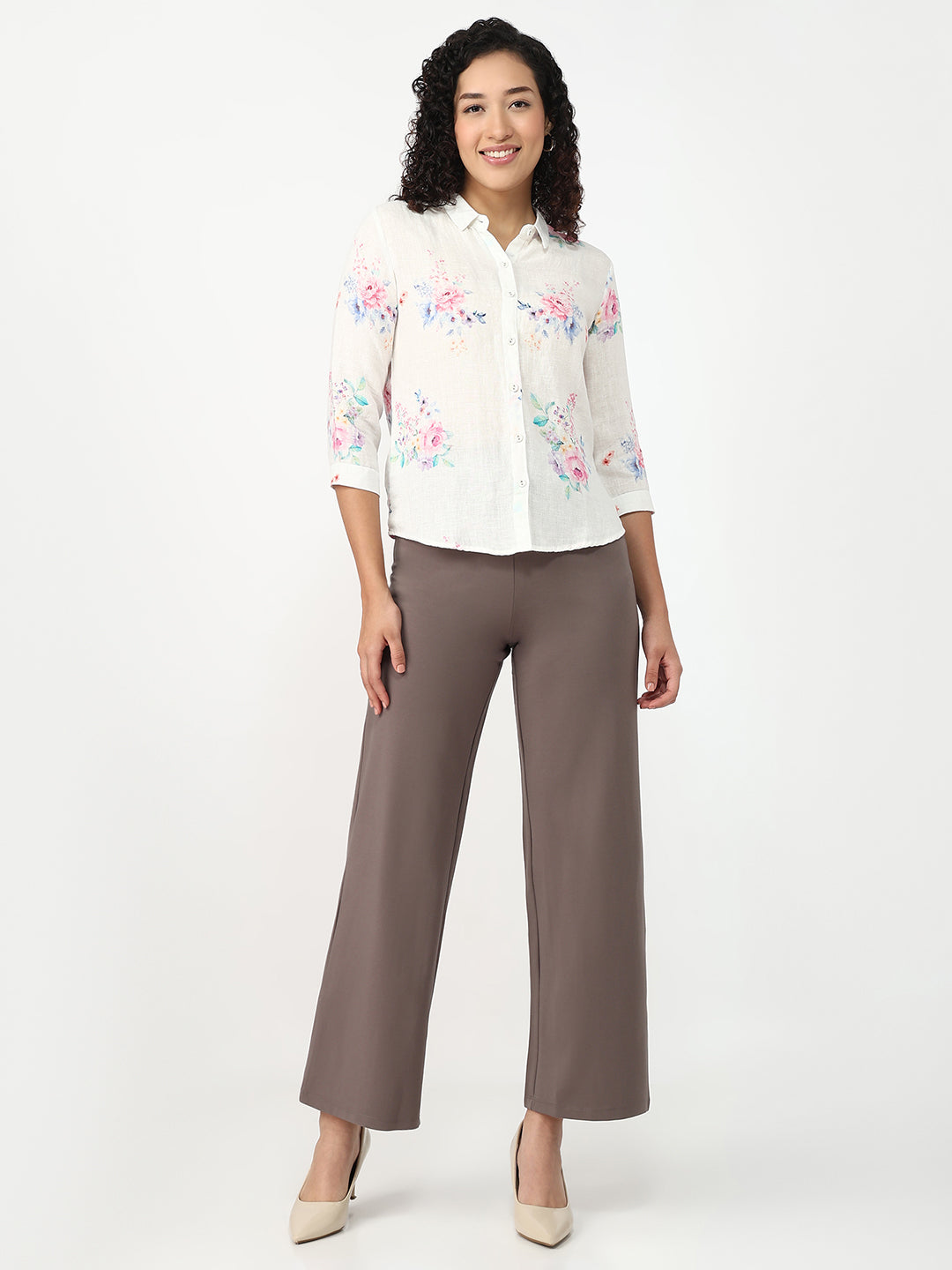 Women Floral Print Slim Shirt