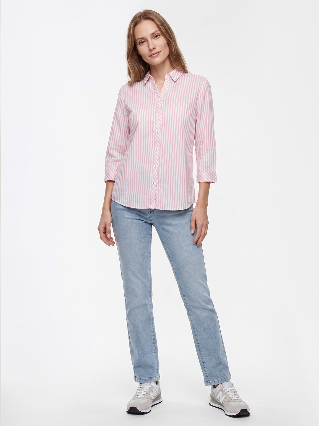 Women Pink/White Stripe Shirt