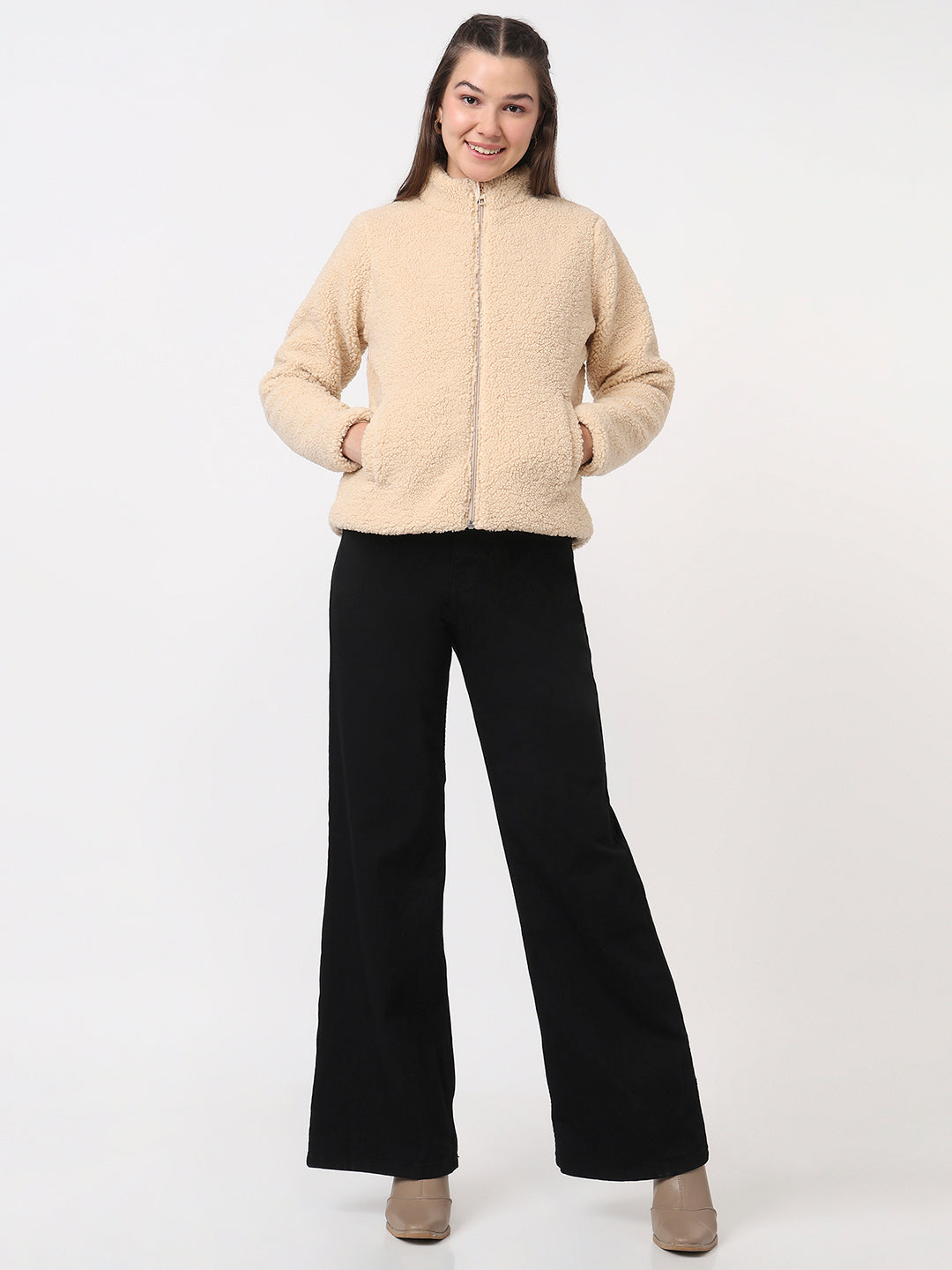 Women Beige Winter Jacket