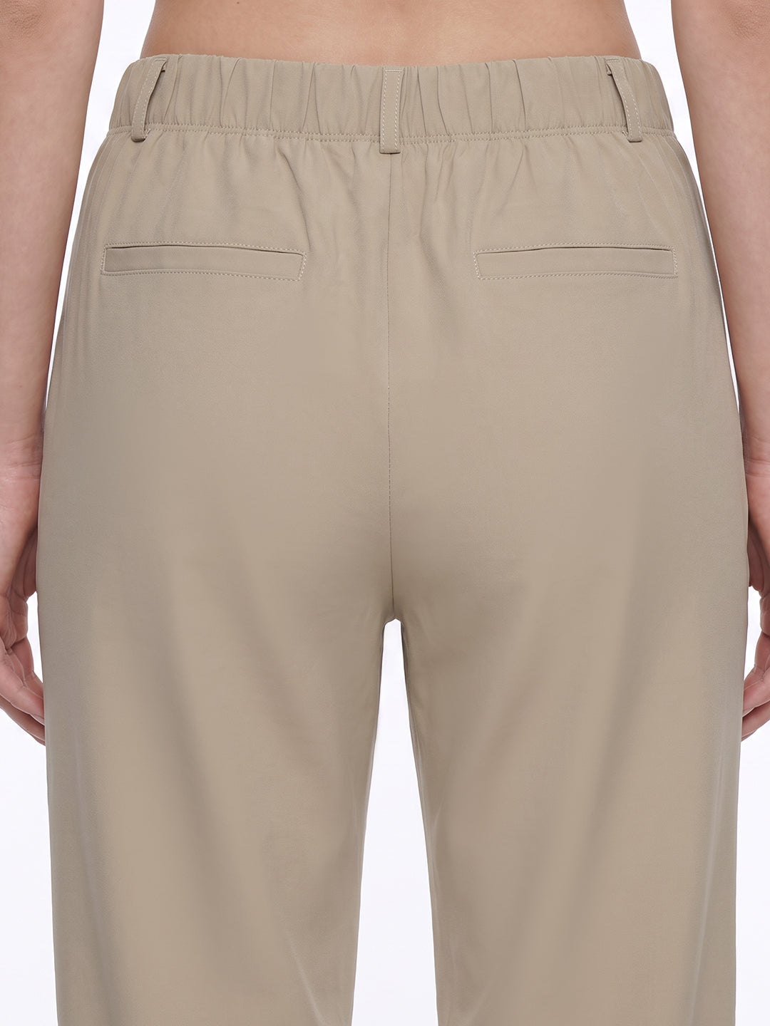 Beige High-Rise Straight Fit Korean Pants