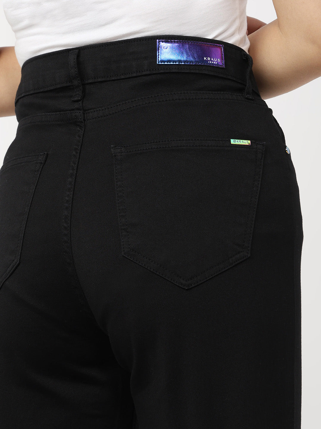 Women Black High-Rise Wide Leg Jeans