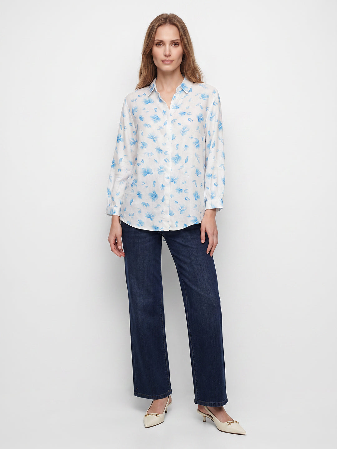 Women Blue Floral Shirt