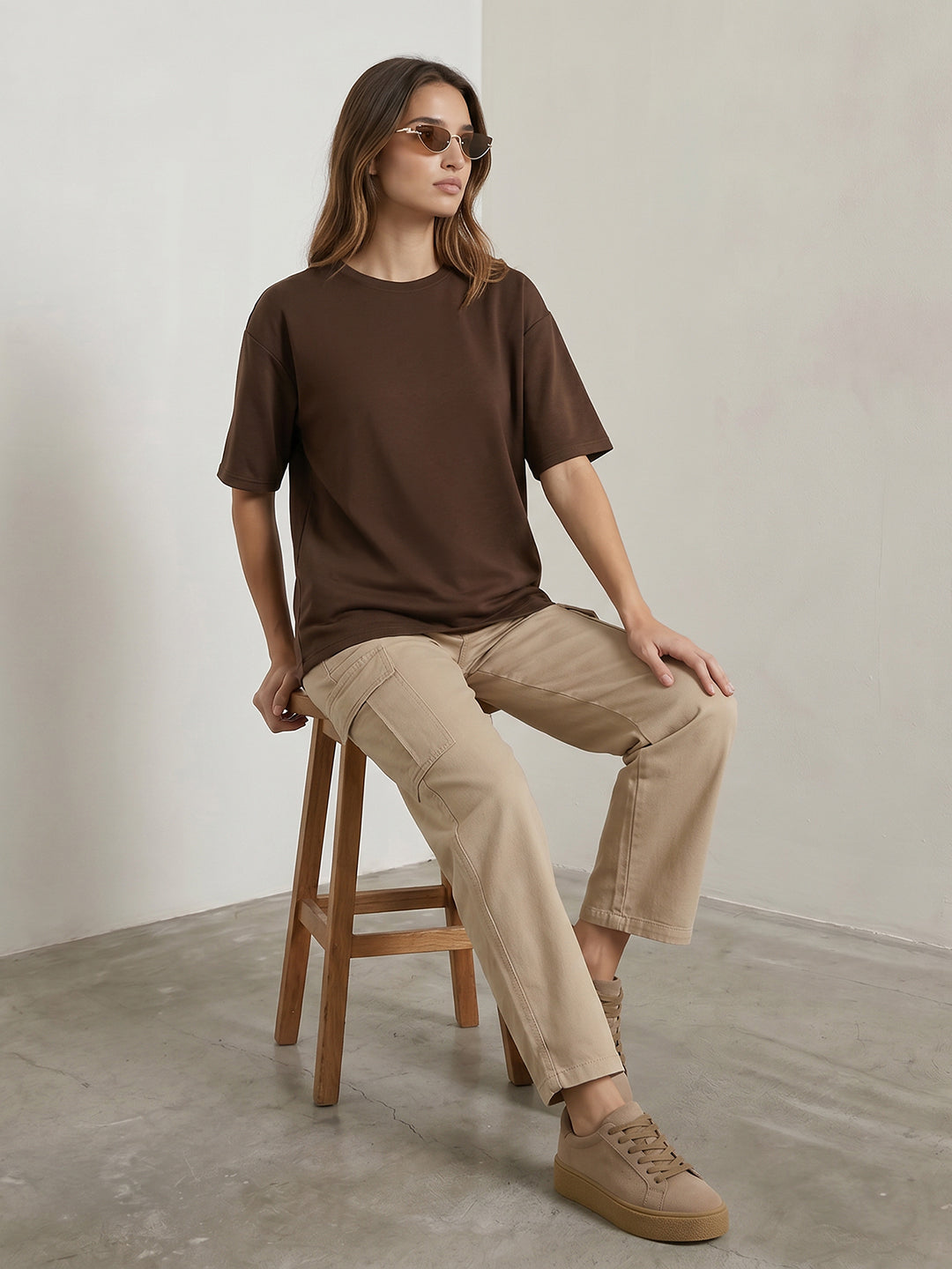 Women Brown Oversize T-Shirt
