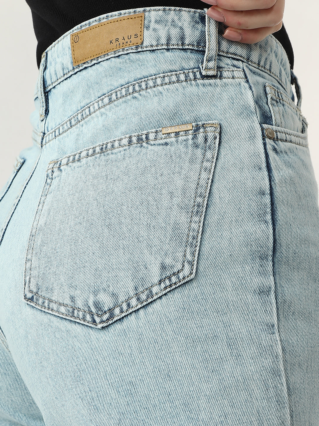 Women Light Blue High-Rise Wide Leg Jeans