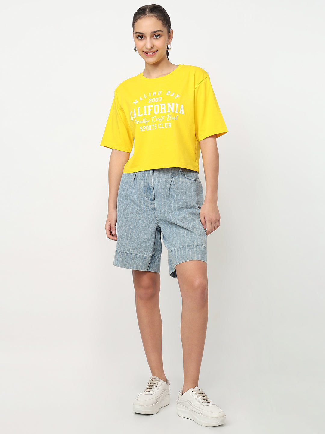 Women Golden Sunset Graphic Crop Tees