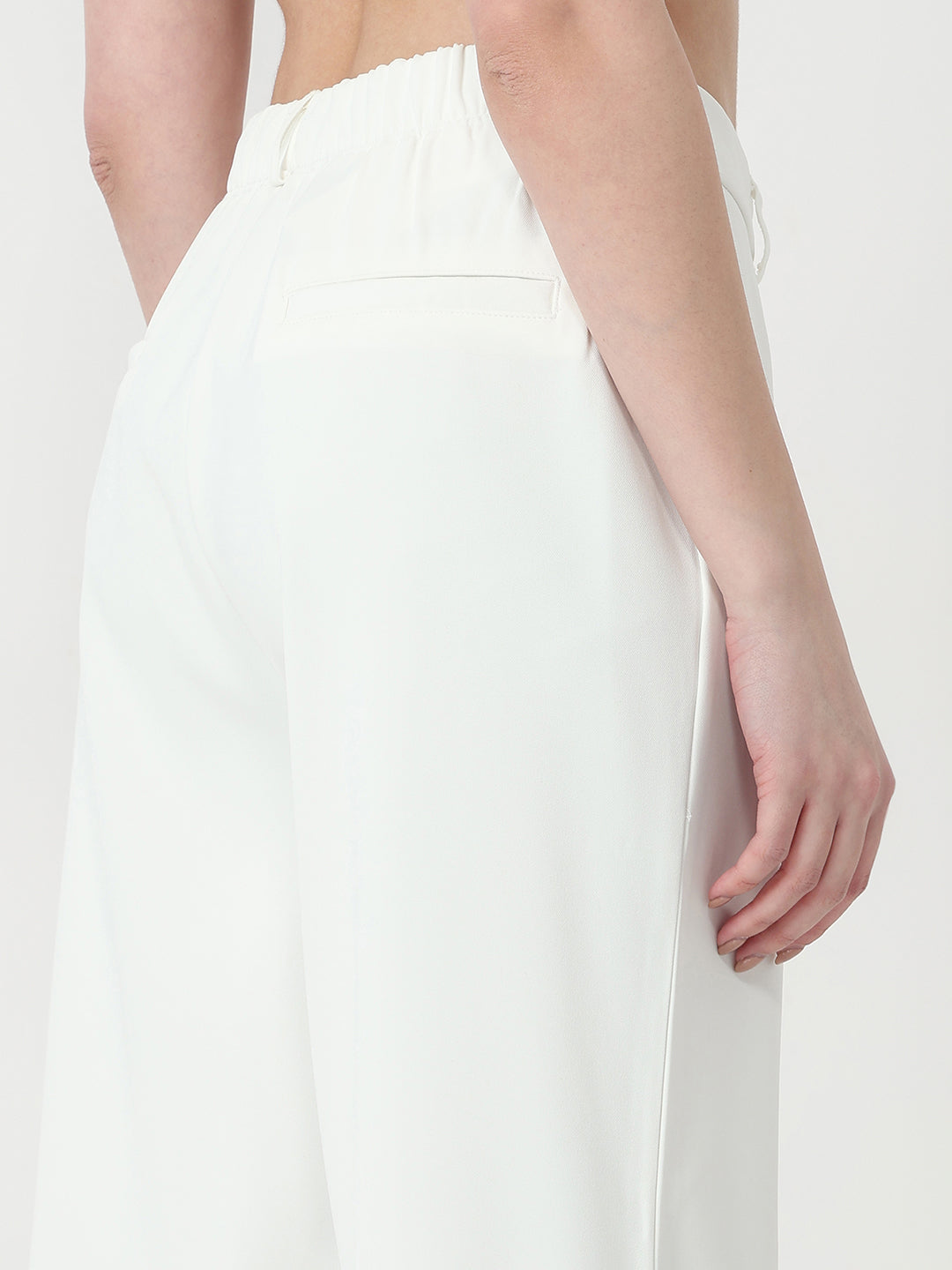 Women White High-Rise Straight Korean Pants