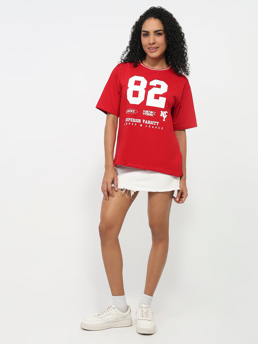 Women Red Oversized T-Shirt
