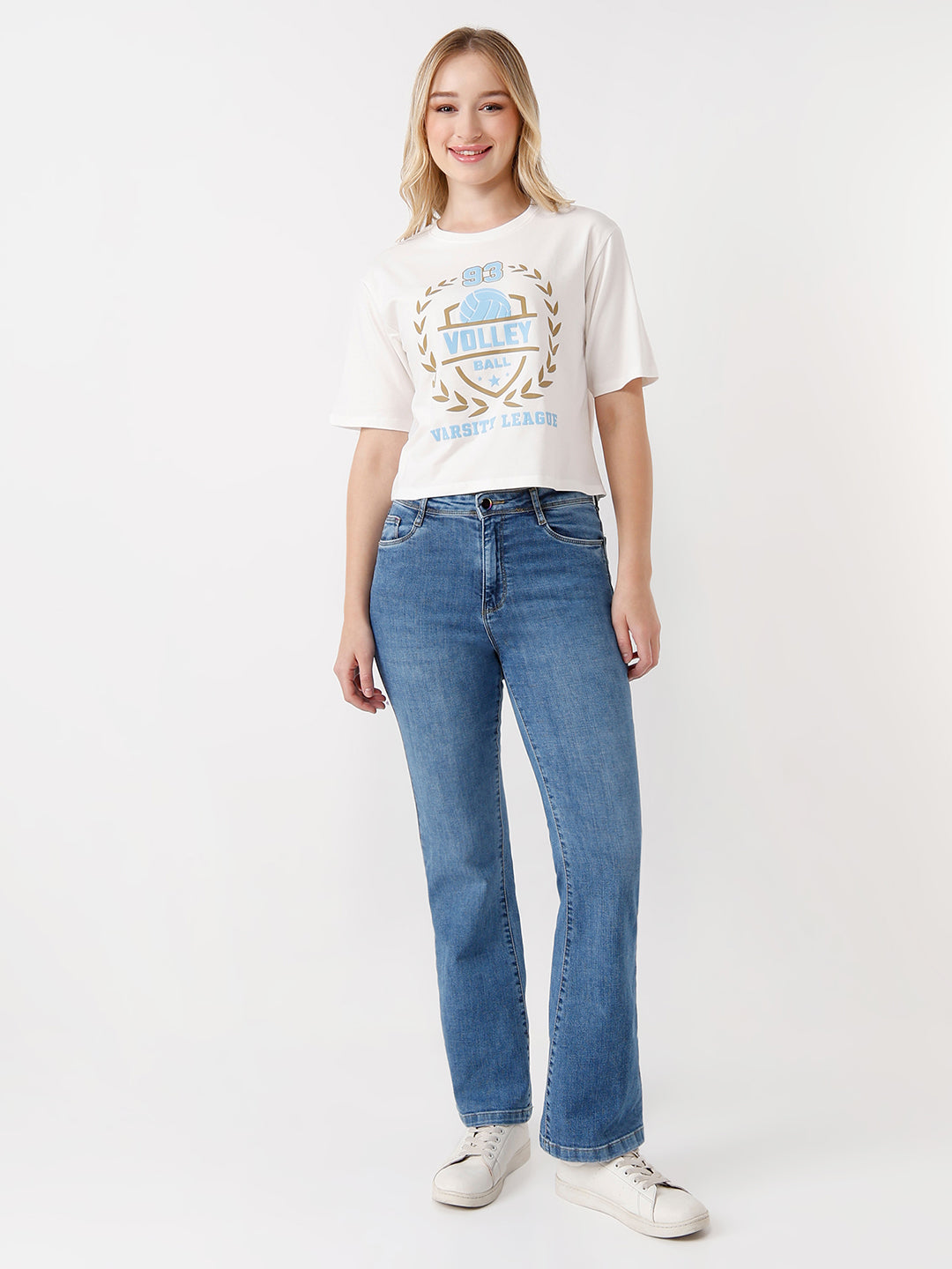 Women Blue High Rise Flare Jeans