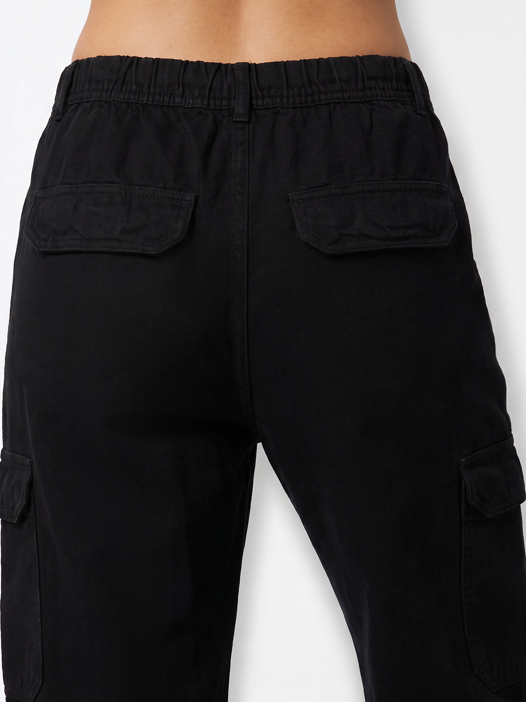 Women Black Mid-Rise Cargo
