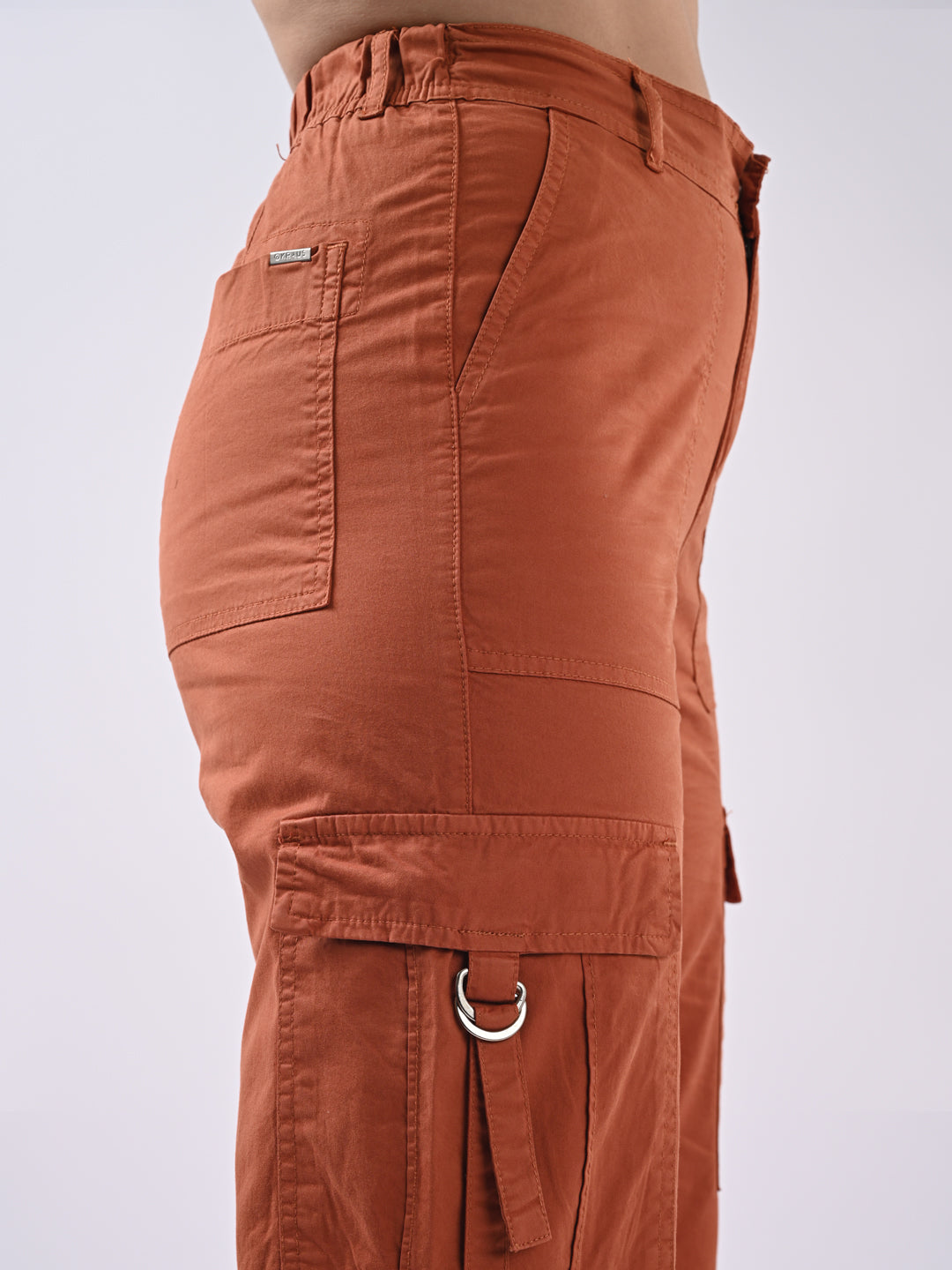 Women Maple Orange Mid-Rise Cargo