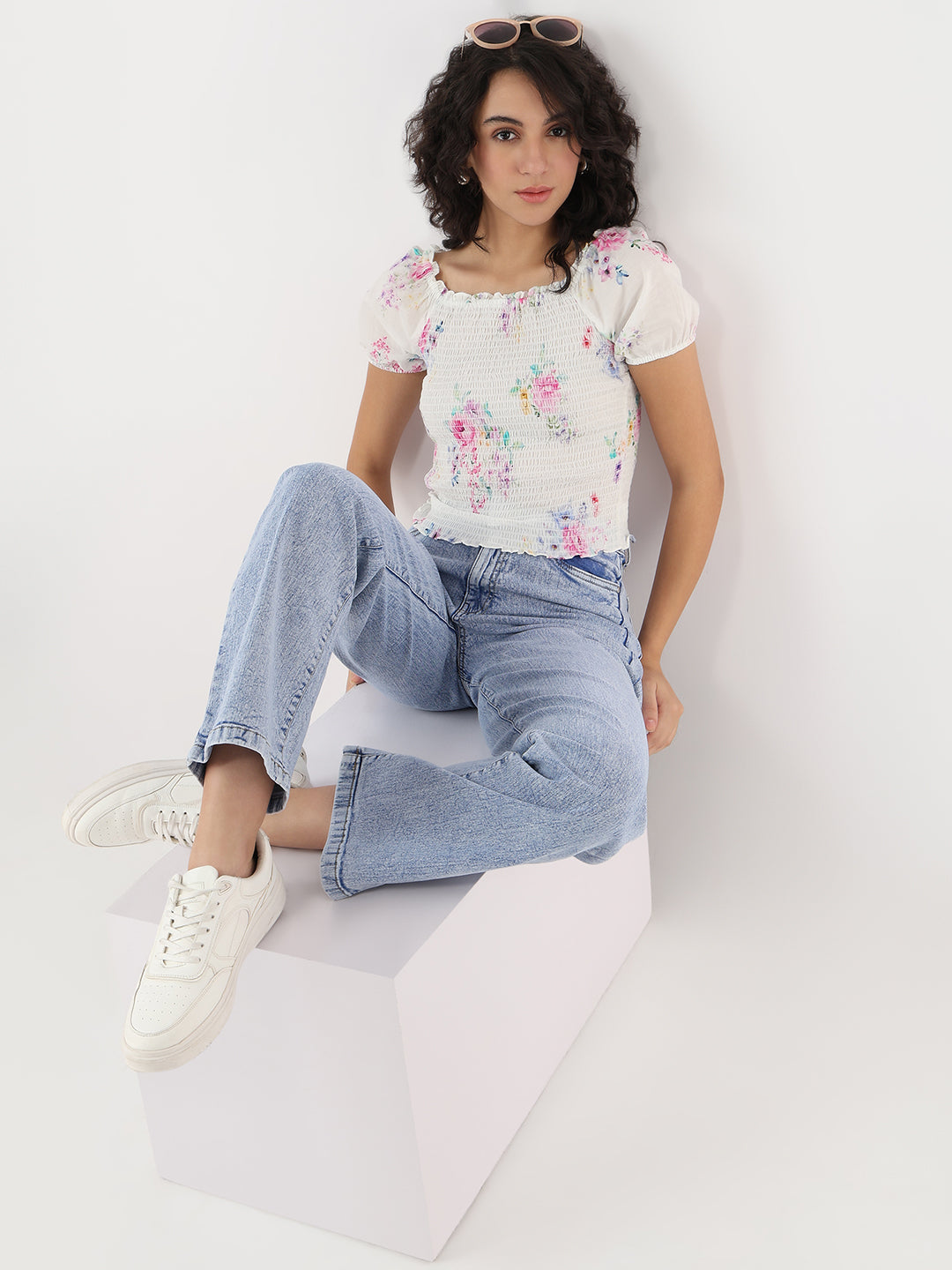 Women Floral Print Slim Top
