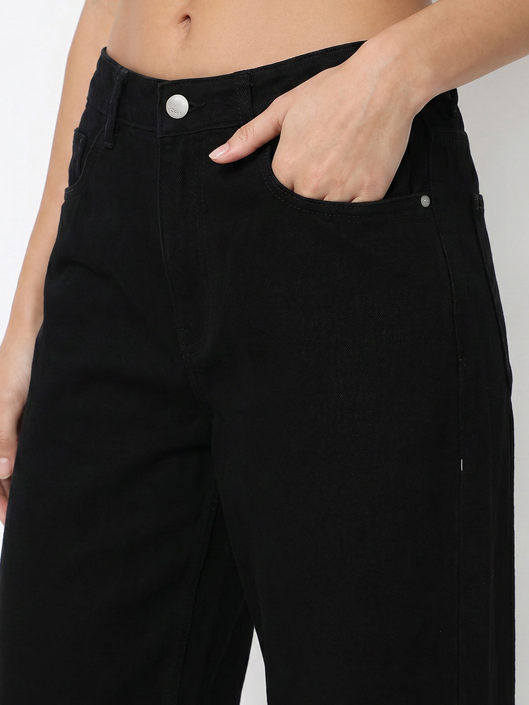 Women Black High-Rise Super Wide Leg Jeans